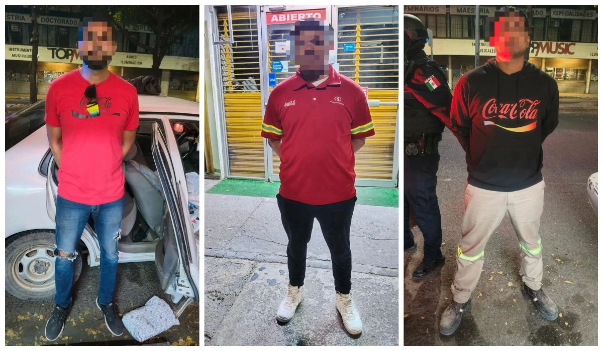 Operativo en Culiacán: policías estatales capturan a tres sujetos con presunta droga.