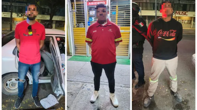 Operativo en Culiacán: policías estatales capturan a tres sujetos con presunta droga.