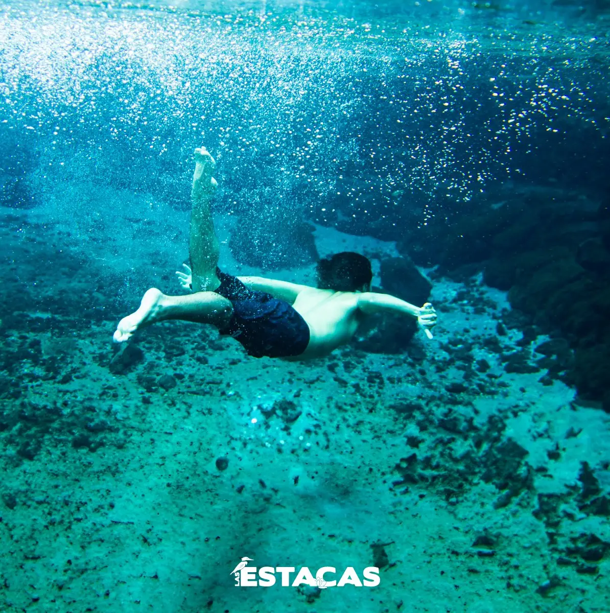 Niño buceando en las aguas de las Estacas Foto: Cuenta oficial de X