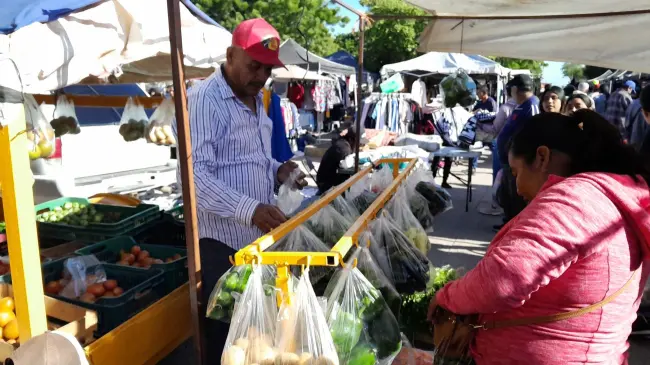 Verduras frescas a bajo precio en tianguis y en puesto de calle en Villa Juárez
