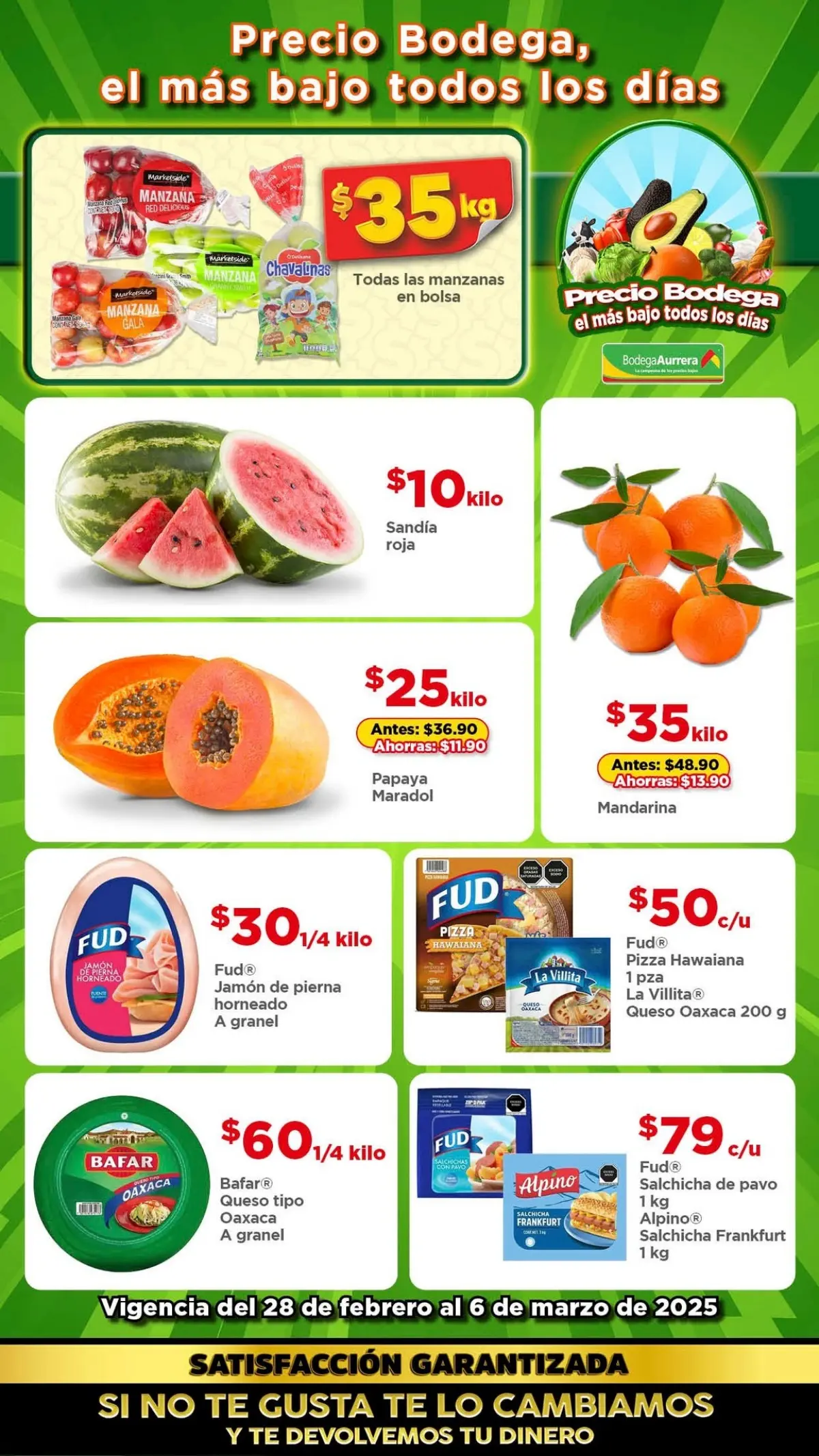 Cada semana encuentra nuevas ofertas en el Tianguis de Frutas y Verduras. Imagen: Bodega Aurrera