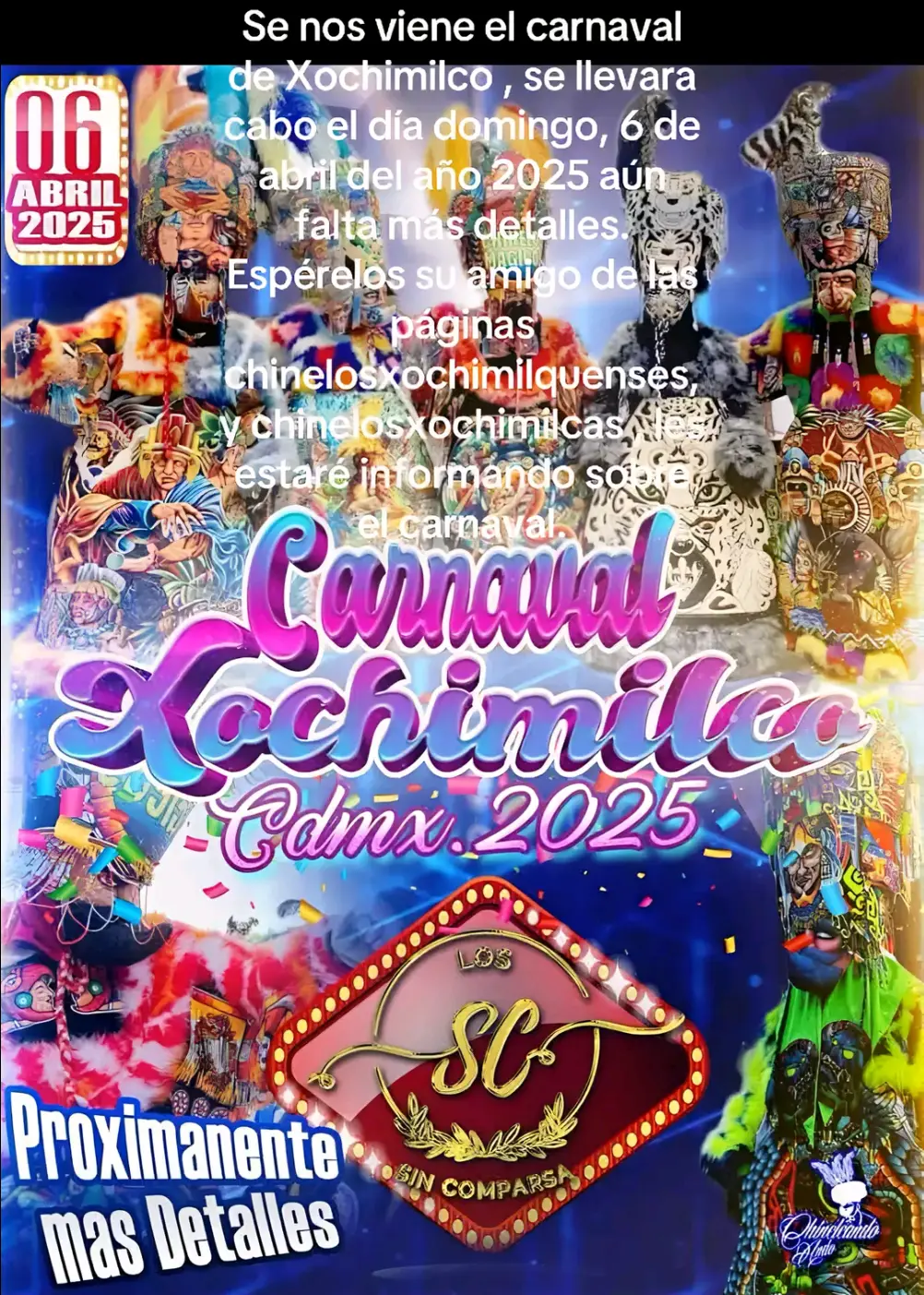 Flayer oficial del Carnaval de Xochilmico 2025 Foto: Cortesia
