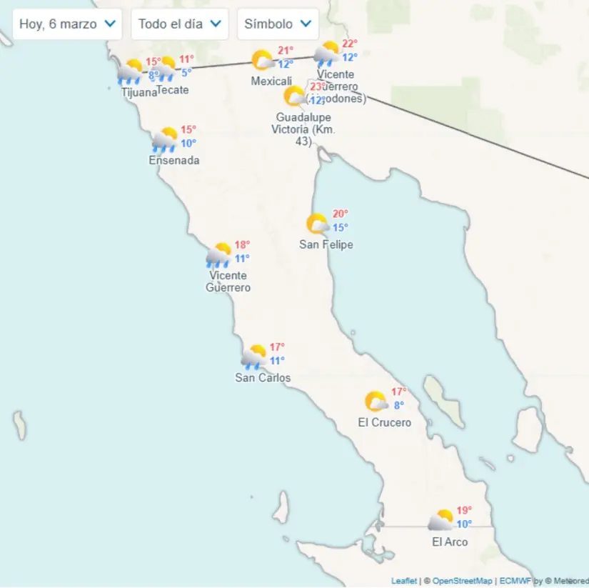 Pronóstico del clima en Baja California hoy 6 de marzo de 2025