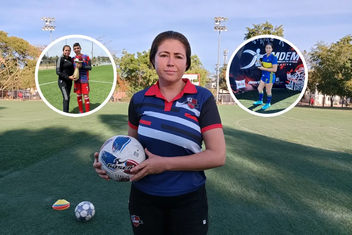 Karely Verdugo disfruta su faceta de entrenadora de futbol en las categorías pequeñas en la Escuela del Club de Barrio Lombardo.