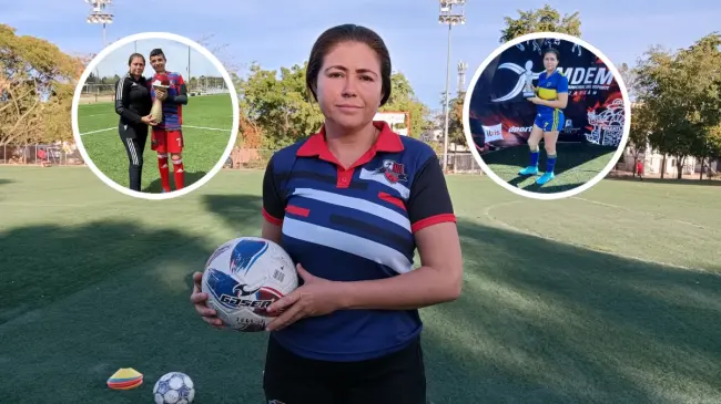 Karely Verdugo disfruta su faceta de entrenadora de futbol en las categorías pequeñas en la Escuela del Club de Barrio Lombardo.