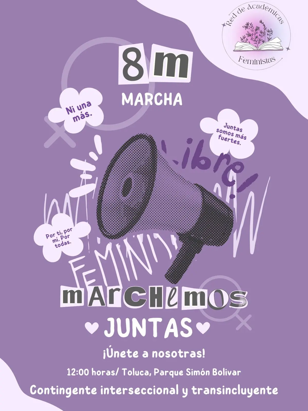 Marcha en Toluca por el 8M. Foto: Red de Académicas Feministas.