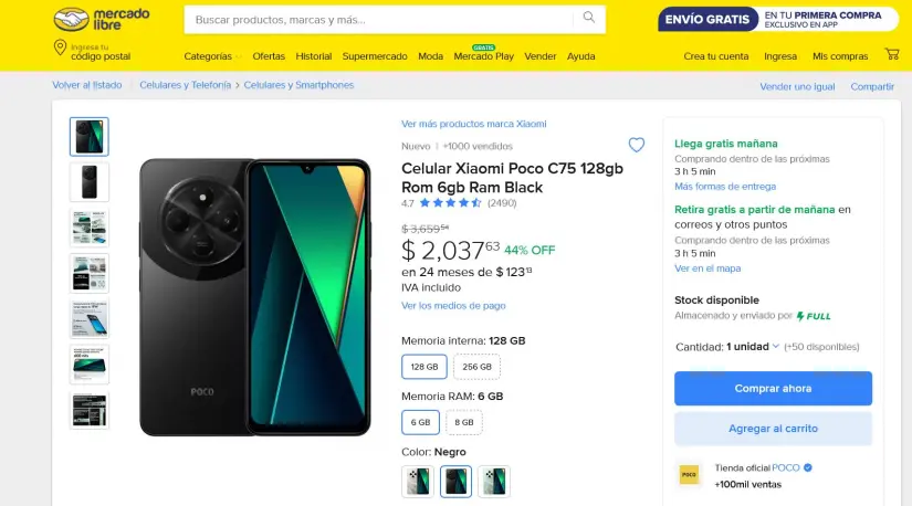 En oferta Xiaomi Poco C75. Foto: Captura de pantalla