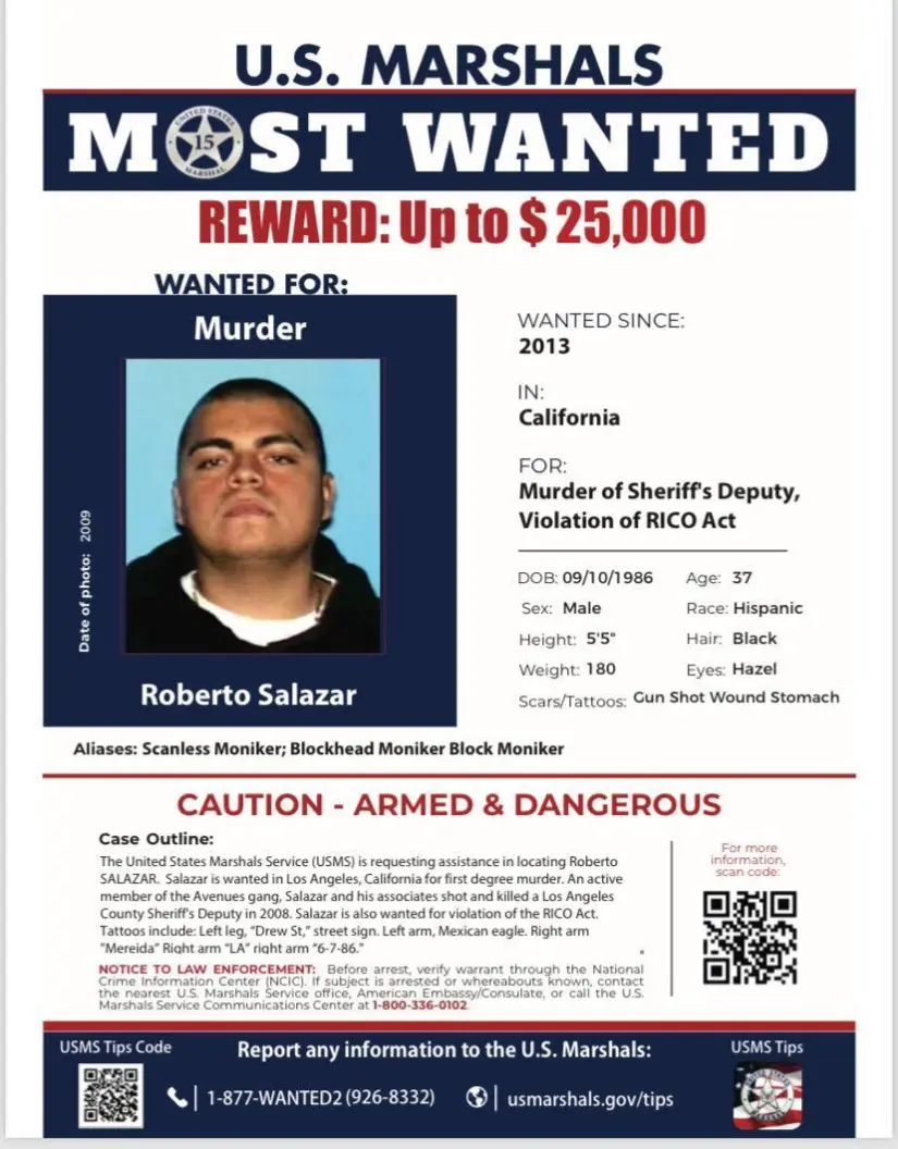 Roberto “N”, solicitado por los U.S. Marshals de los Estados Unidos