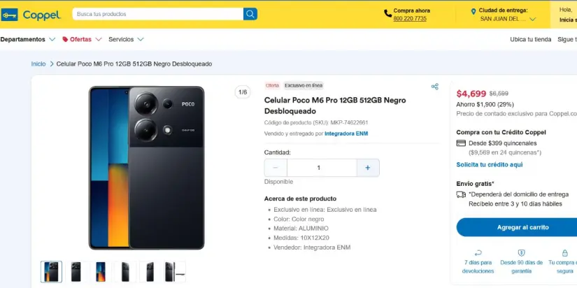 Xiaomi Poco M6 Pro con descuento en Coppel