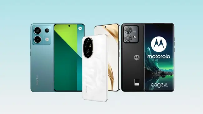 Comparativa del Xiaomi Redmi Note 13 Pro, Motorola Edge 40 Neo y el Honor 200. Foto: Cortesía