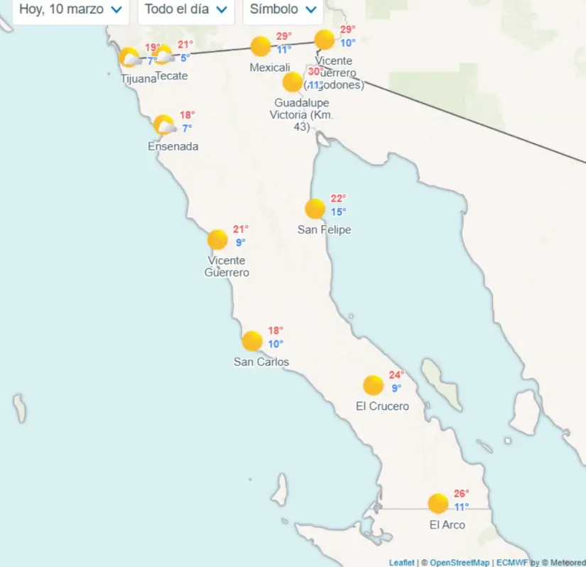 Pronóstico del clima en Baja California hoy 10 de marzo de 2025