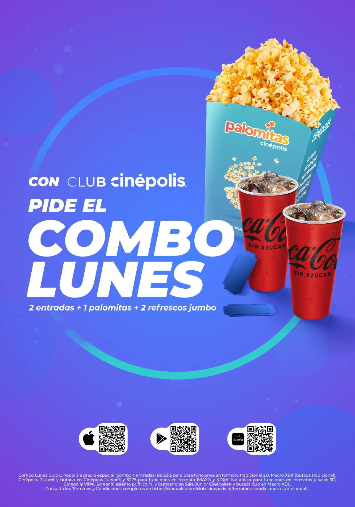 Combo Lunes de Cinépolis por 230 pesos. Foto: Cortesía