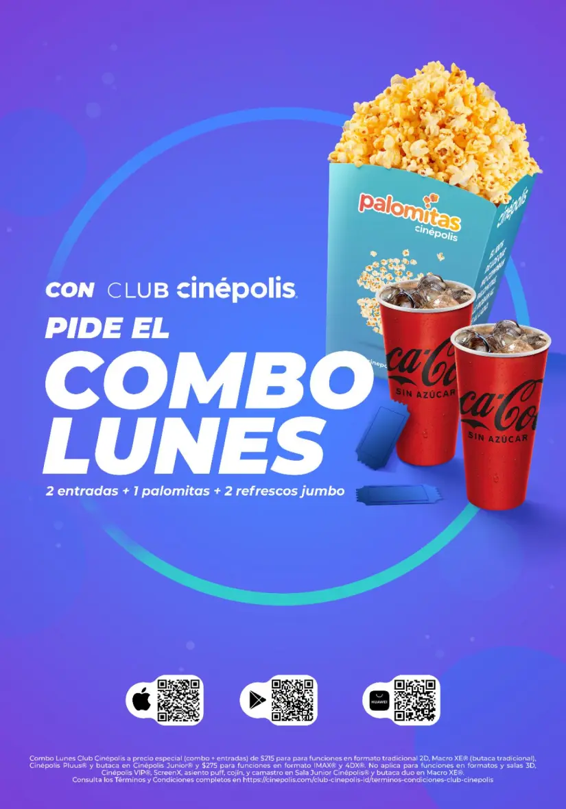 Combo Lunes de Cinépolis por 230 pesos. Foto: Cortesía