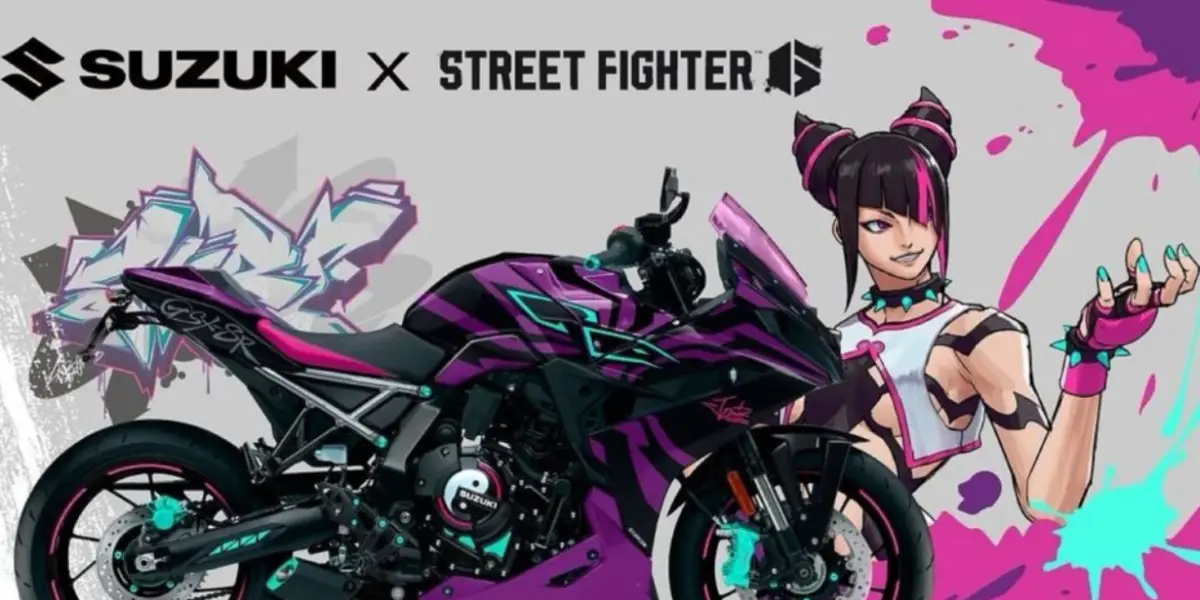 La nueva moto de Suzuki destaca por su diseño futurista inspirado en Juri Han de Street Fighter. Foto: Capcom