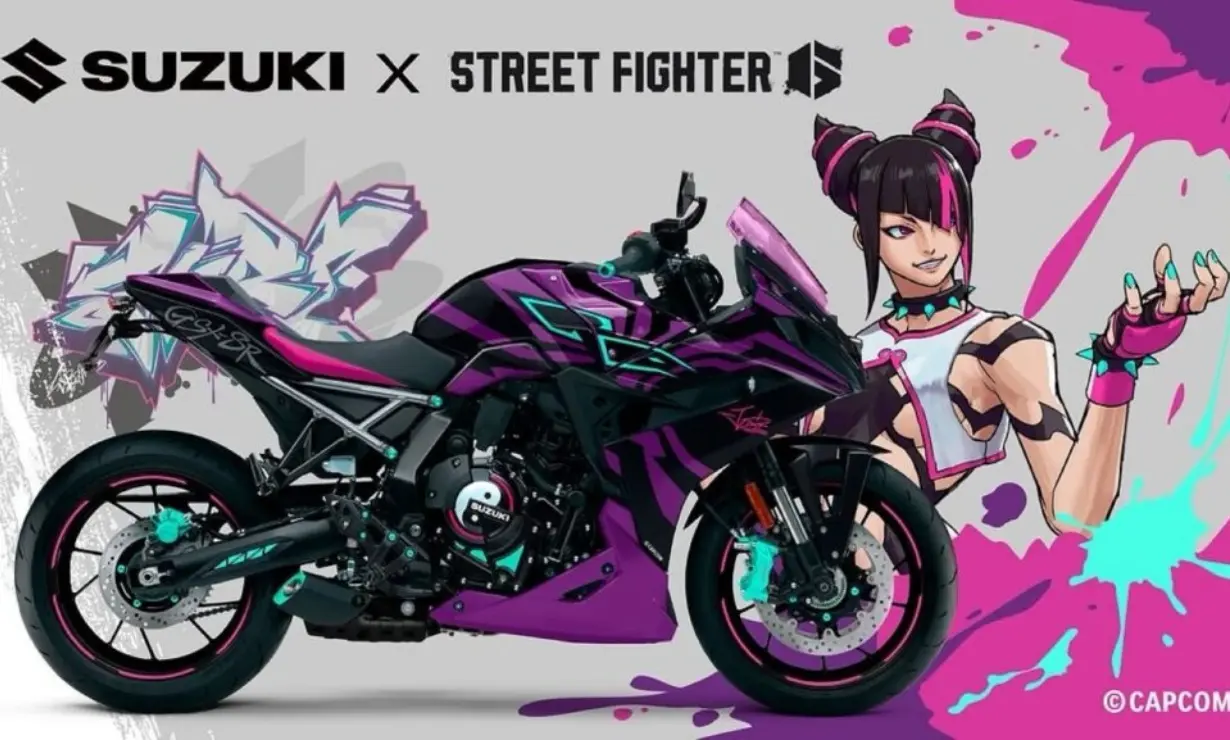 La nueva moto de Suzuki destaca por su diseño futurista inspirado en Juri Han de Street Fighter. Foto: Capcom