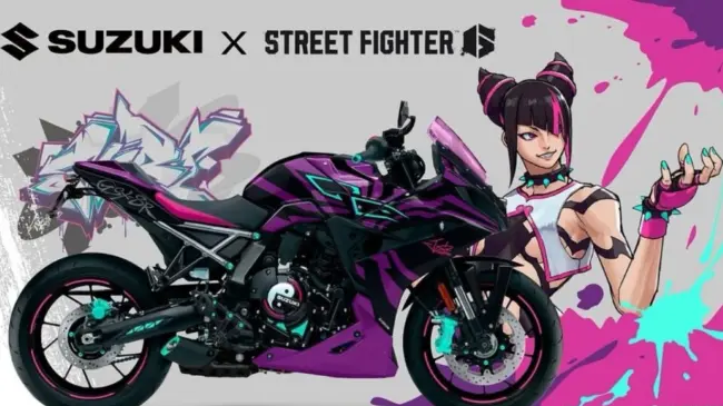 La nueva moto de Suzuki destaca por su diseño futurista inspirado en Juri Han de Street Fighter. Foto: Capcom