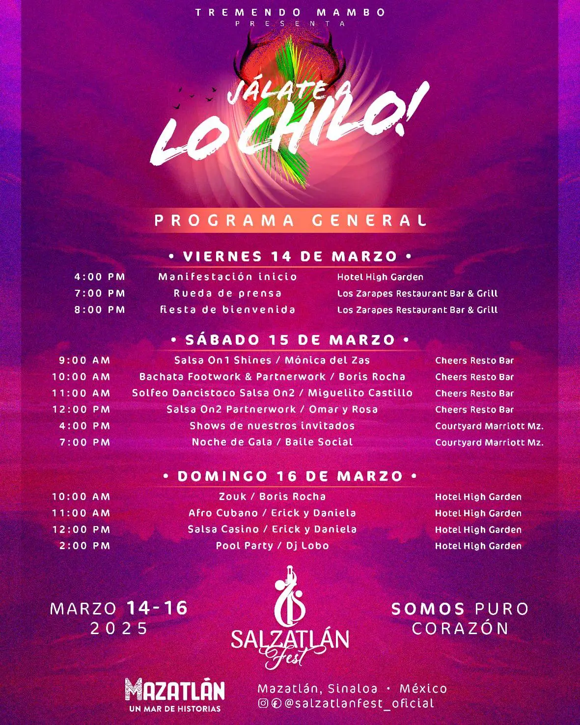 Cronograma de actividades para el Salzatlán Fest 2025. Foto: cortesía.