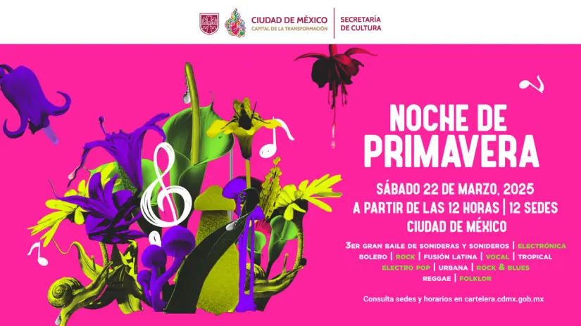 Cartel oficial del Festival Noche de Primavera en CDMX. Foto: jefaturadegobierno.cdmx.gob.mx