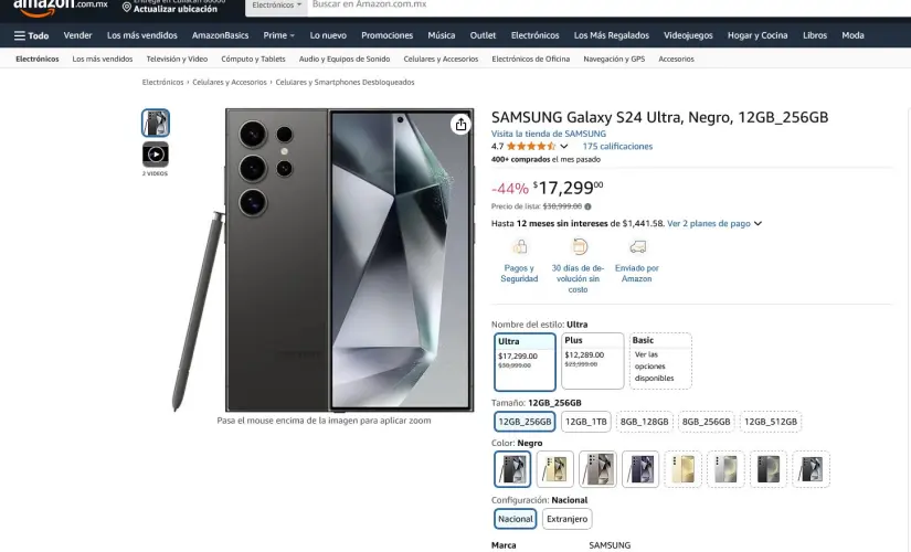 La oferta del Samsung Galaxy S24 Ultra en Amazon