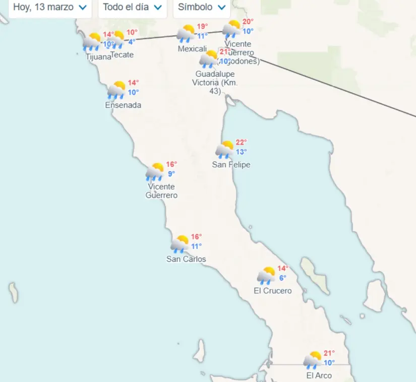 Clima en Baja California hoy 13 de marzo: Frente frío 35 traerá lluvias y fuertes vientos