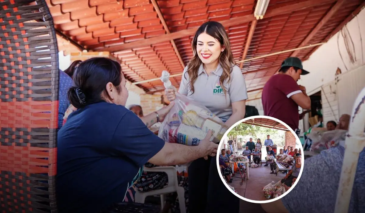 Grupo de adulto mayor “vivir de nuevo” en La Higuerita, recibe apoyos alimentarios del DIF Culiacán. Foto: Cortesía.