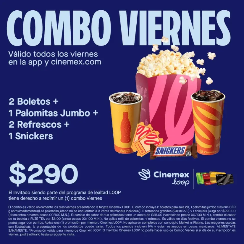  Combo Viernes de Cinemex. Foto: Cortesía