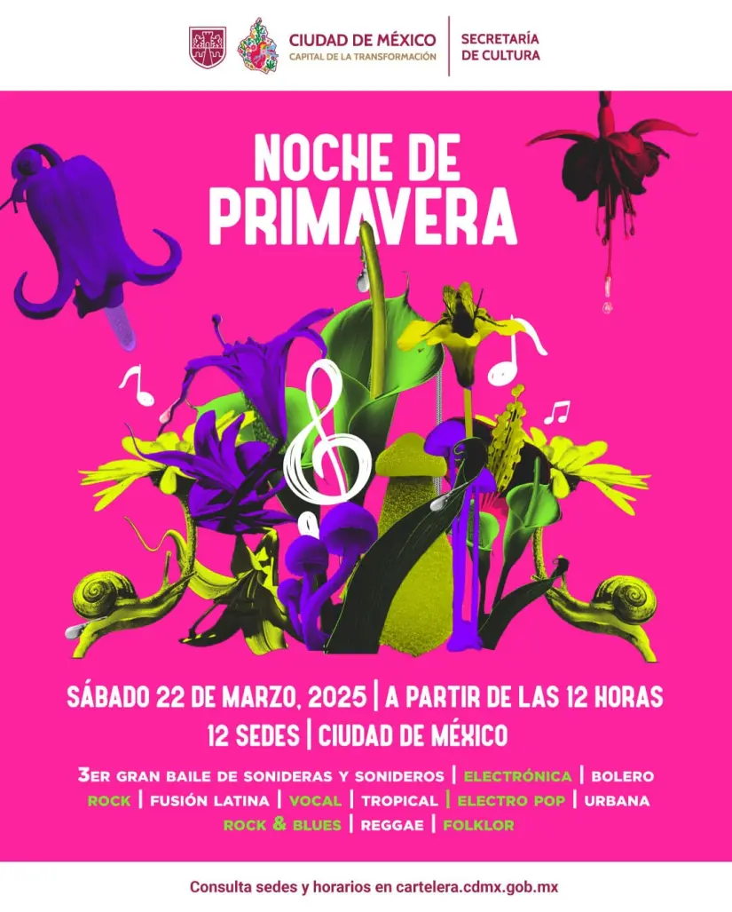 Cartel oficial del festival Noche de Primavera 2025. Foto: cultura.cdmx.gob.mx