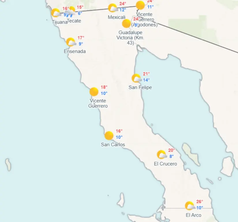 Clima en Baja California hoy 18 de marzo de 2025