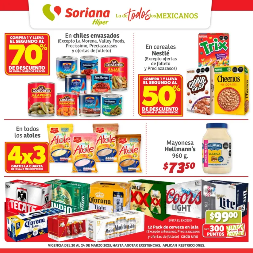 Ofertas de Soriana Fin de Semana Hiper Nacional del 20 al 24 de marzo