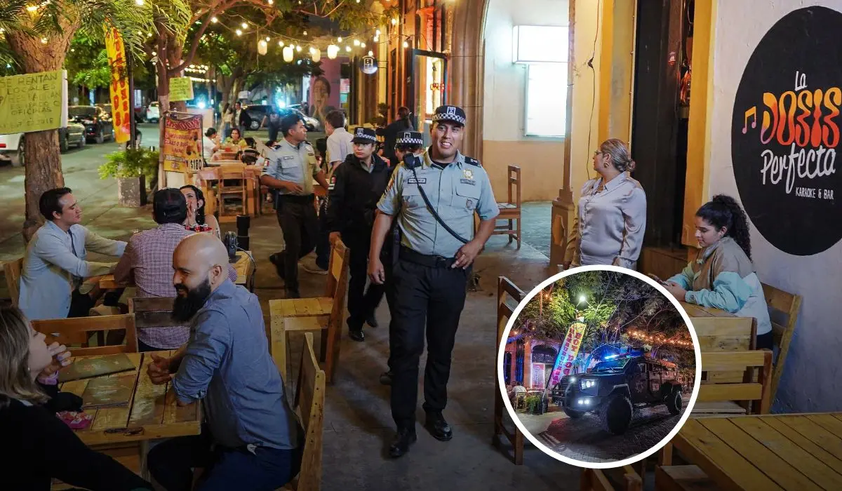 Salvaguardando a los ciudadanos mientras disfrutan de una noche en el Barrio Mágico, en el paseo del ángel. Foto: Cortesía.