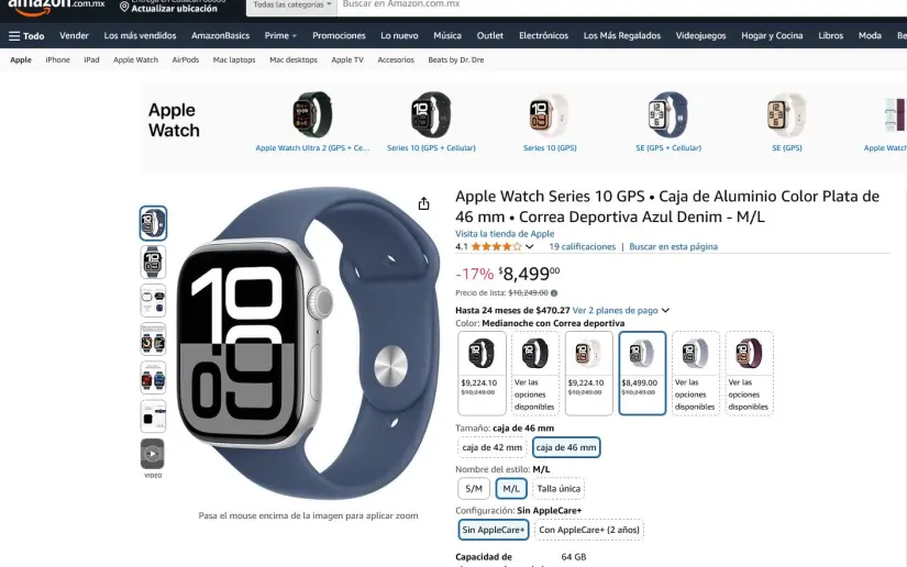 El descuento del  Apple Watch 10. Foto: Captura de pantalla 