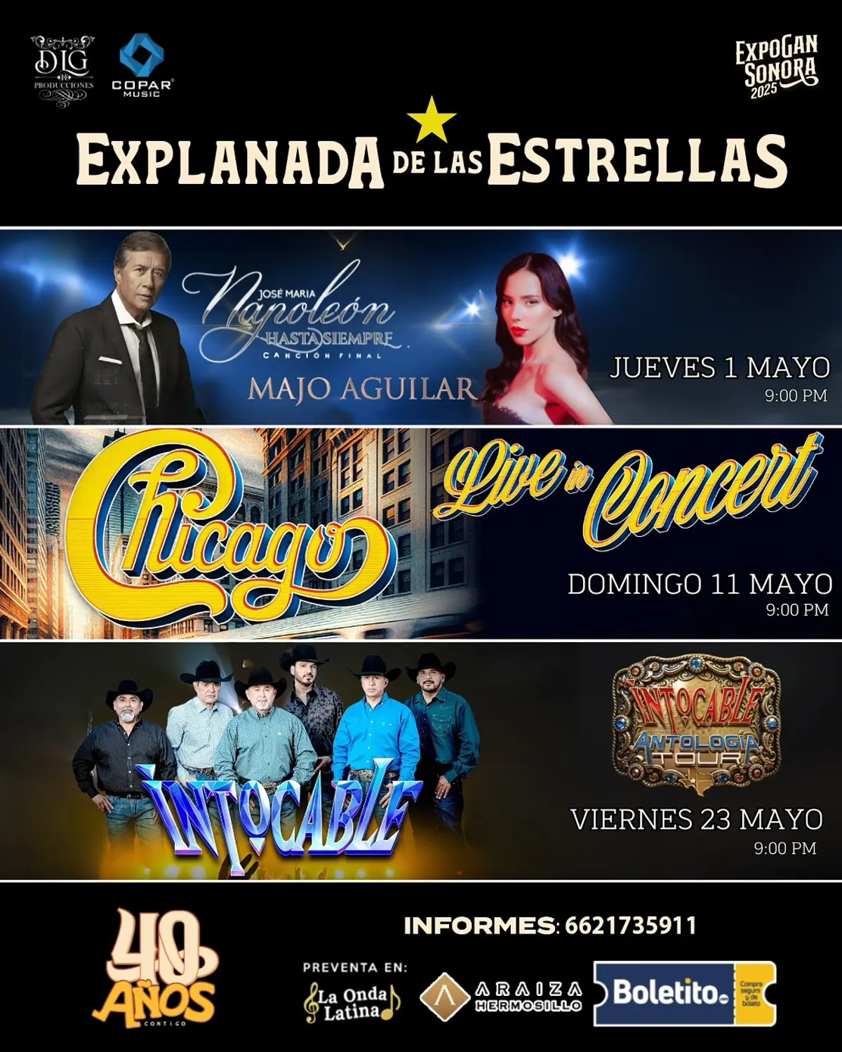 Cartelera de artistas de la Explanada de Las Estrellas Foto: DLS Studios (Facebook)