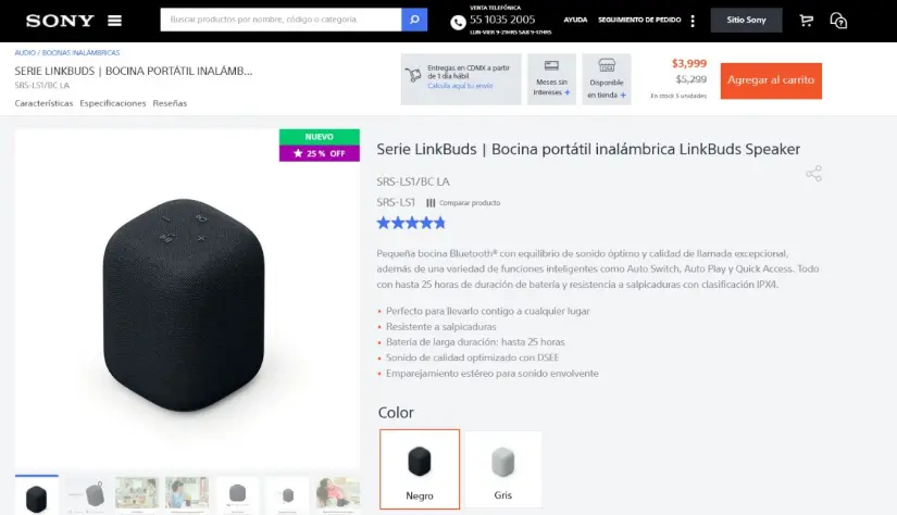 La oferta de la bocina Sony LinkBuds Speaker 