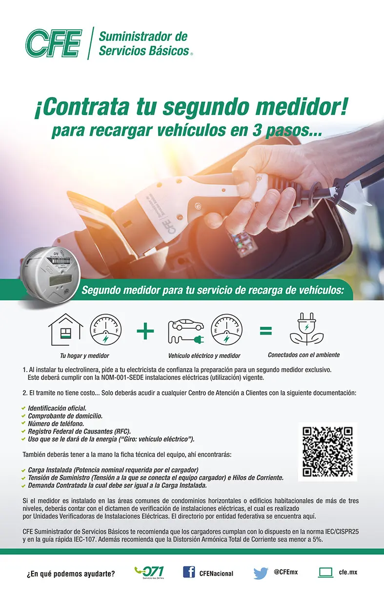 Cómo obtener tu segundo medidor en CFE para cargar tu auto eléctrico. Foto: CFE