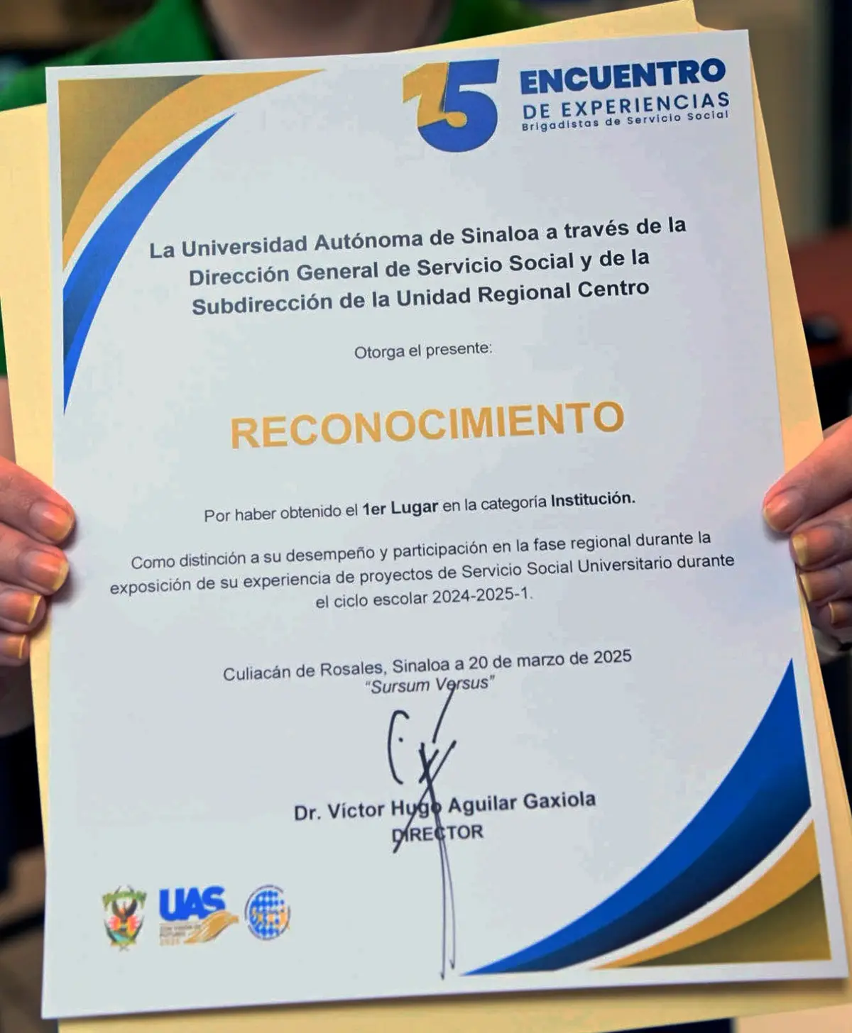 Reconocimiento por el primer lugar en la categoría institución. Foto: cortesía.