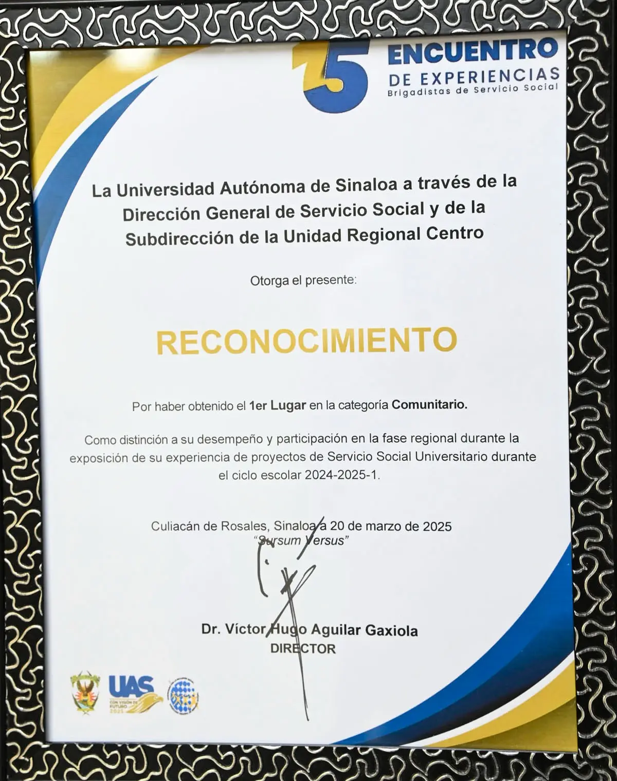 Reconocimiento por el primer lugar en la categoría comunitario. Foto: cortesía.