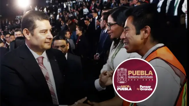 Hermenegildo Islas y el gobernador de Puebla, Alejandro Armenta. Foto: cortesía
