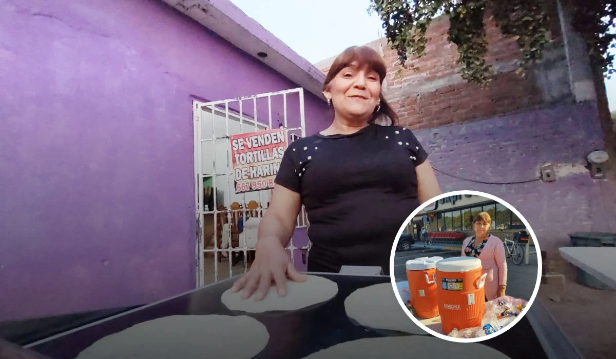 Enedina con sus tortillas de harina, atole, avena y chocolate, ha transformado su talento en un emprendimiento que le permite salir adelante y estar cerca de su familia. Foto: Juan Madrigal