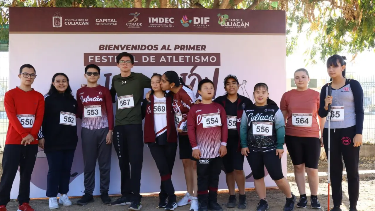 Niños y jóvenes se lucen en el Festival de Atletismo por la Inclusión en Culiacán. Foto: IMDEC