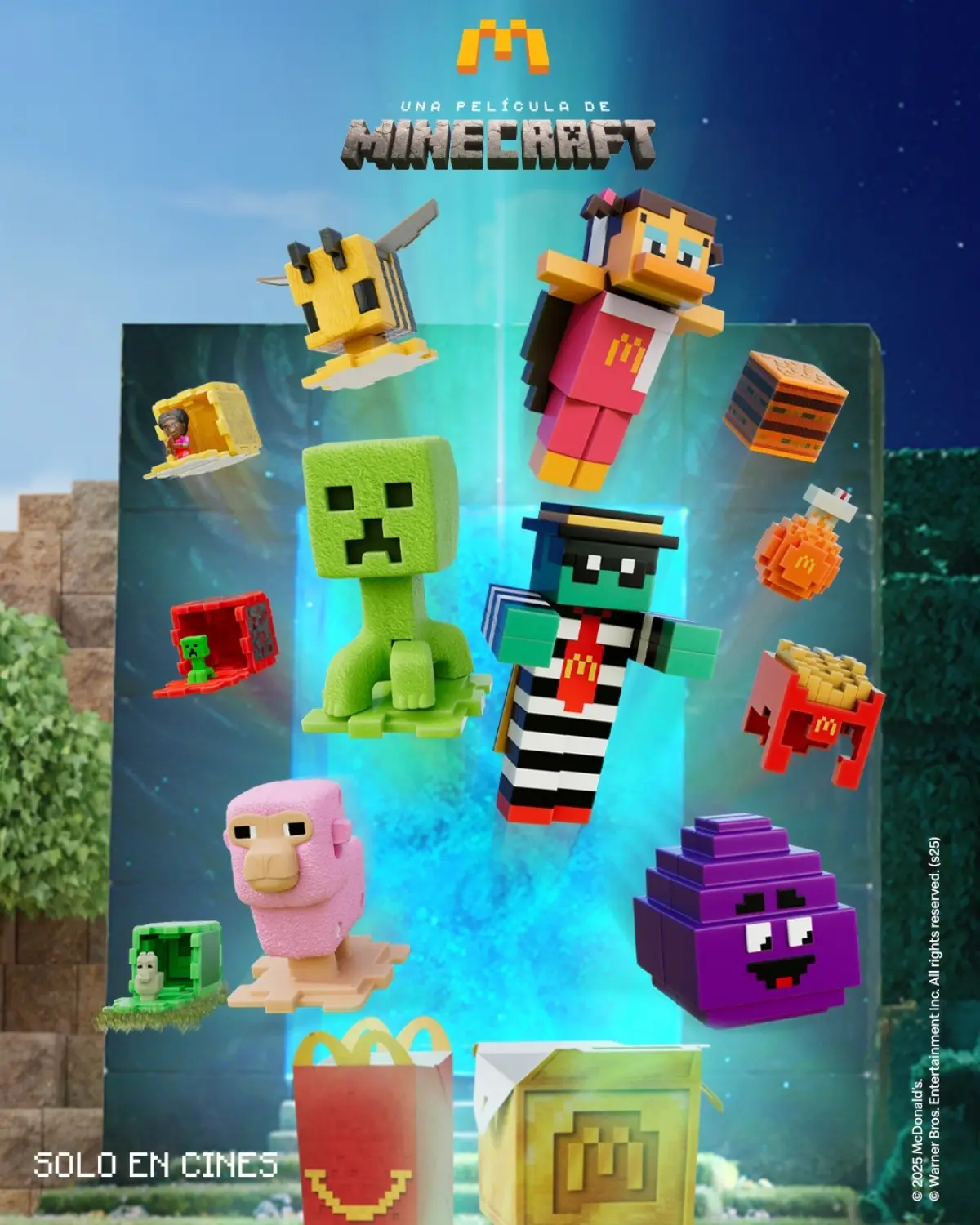 La Cajita Feliz tiene una colección de 8 juguetes inspirados en Minecraft. Imagen: McDonald's