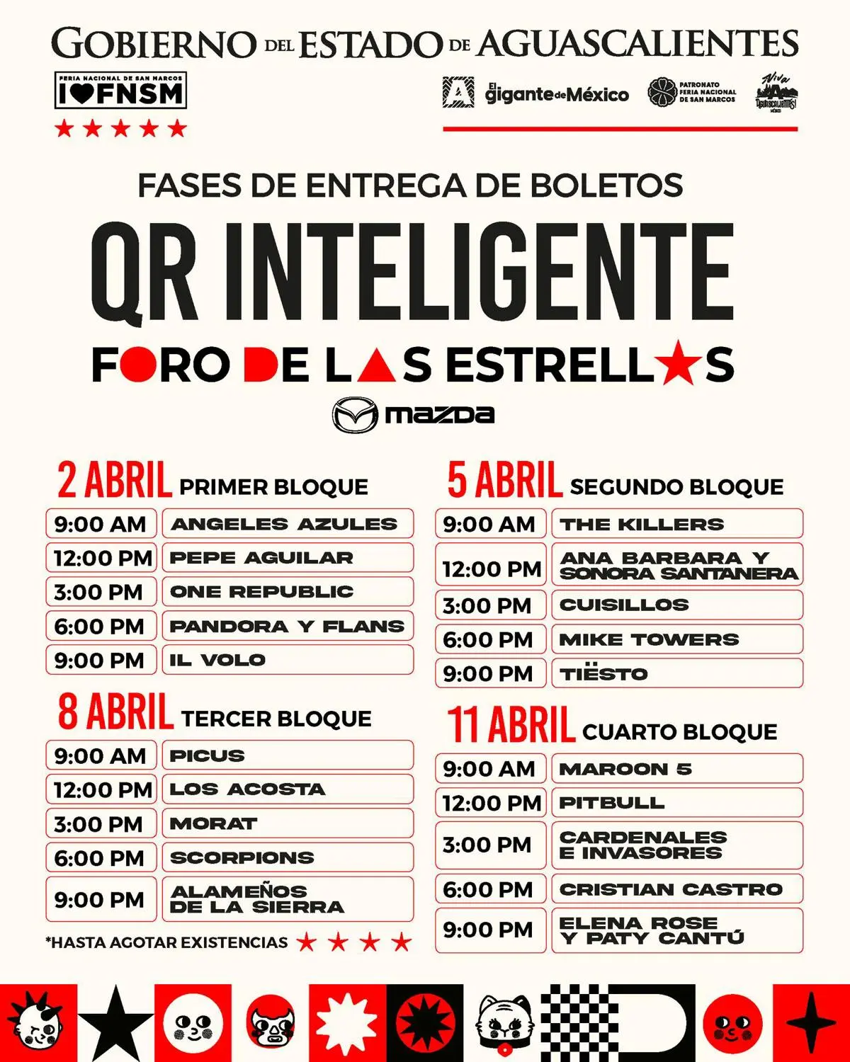 Horarios en los que se liberarán los boletos gratuitos. Foto: Facebook Feria Nacional de San Marcos.