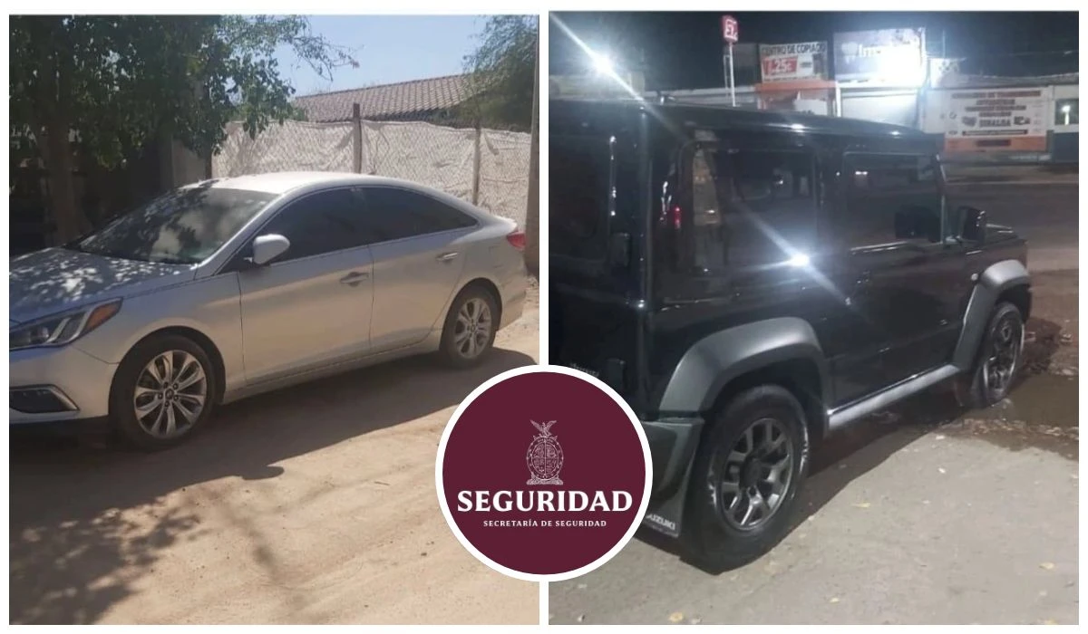 Se aseguran dos vehículos con reporte de robo en colonia de Culiacán, Sinaloa. Foto. cortesía