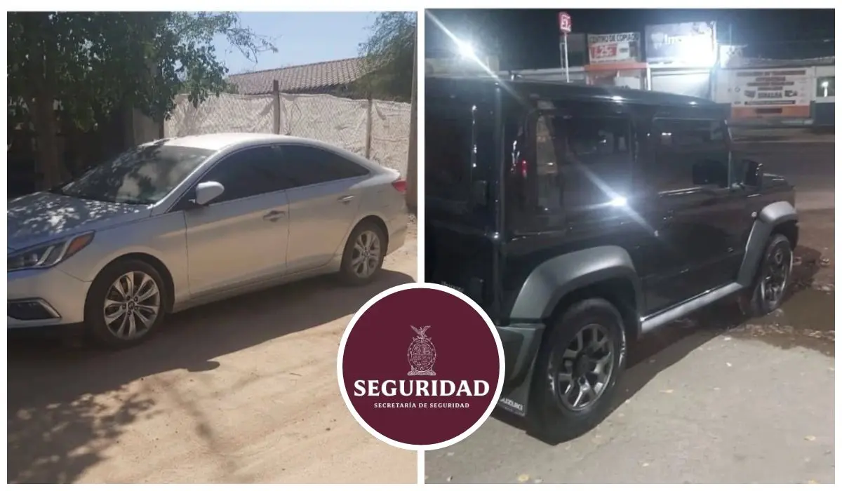 Se aseguran dos vehículos con reporte de robo en colonia de Culiacán, Sinaloa. Foto. cortesía