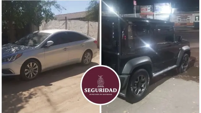 Se aseguran dos vehículos con reporte de robo en colonia de Culiacán, Sinaloa. Foto. cortesía