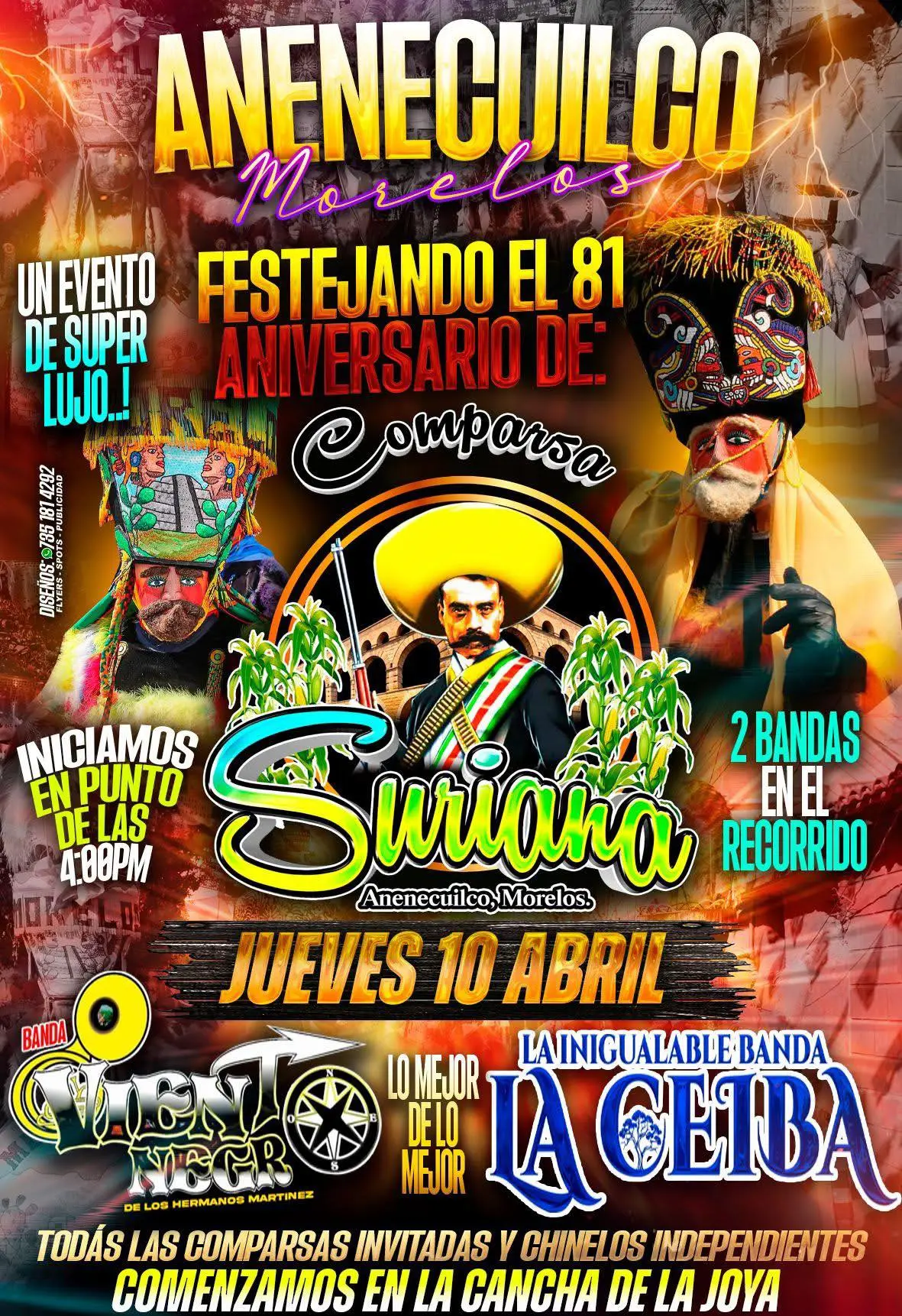 Eventos para el día 10 de abril en el Carnaval de Anenecuilco 2025. Foto: Facebook Comité Carnavalero de Anenecuilco. 