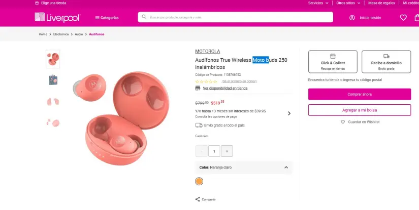 Oferta de los Motorola Moto Buds 250 en Liverpool Oferta de los Motorola Moto Buds 250 en Liverpool. Foto: Cortesía