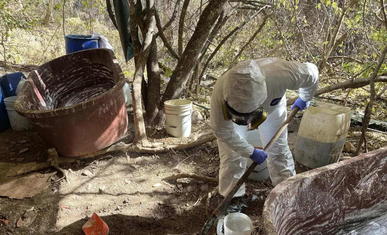 Armada de México desmantela laboratorio clandestino en Los Cedros, Cosalá.