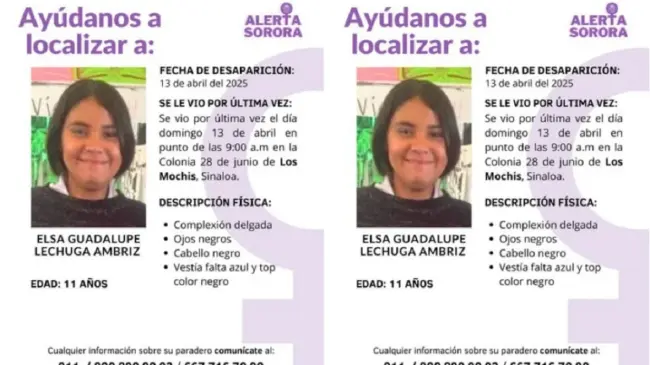 Familiares buscan a Elsa Guadalupe Lechuga Ambriz menor de 11 años, cualquier información es de vital importancia para dar con el paradero de la menor. Foto: Cortesía.
