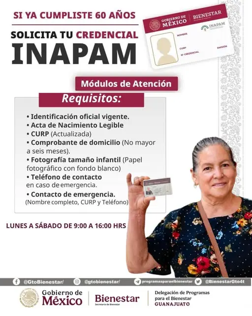 Requisitos para obtener tu credencial INAPAM si ya cumpliste 60 años o más. Foto: Gobierno de México