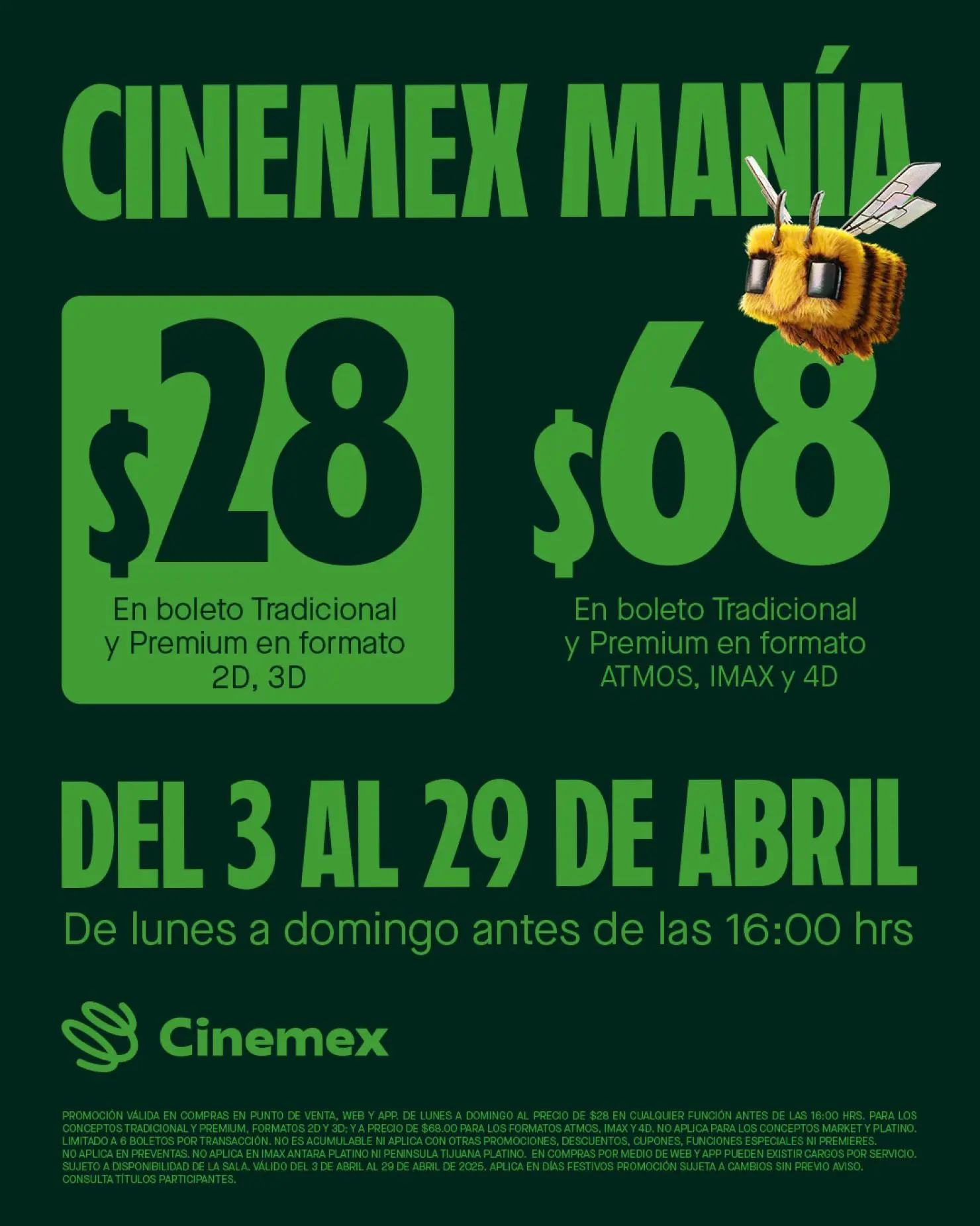 Promoción de boletos en Cinemex. Foto: Cortesía